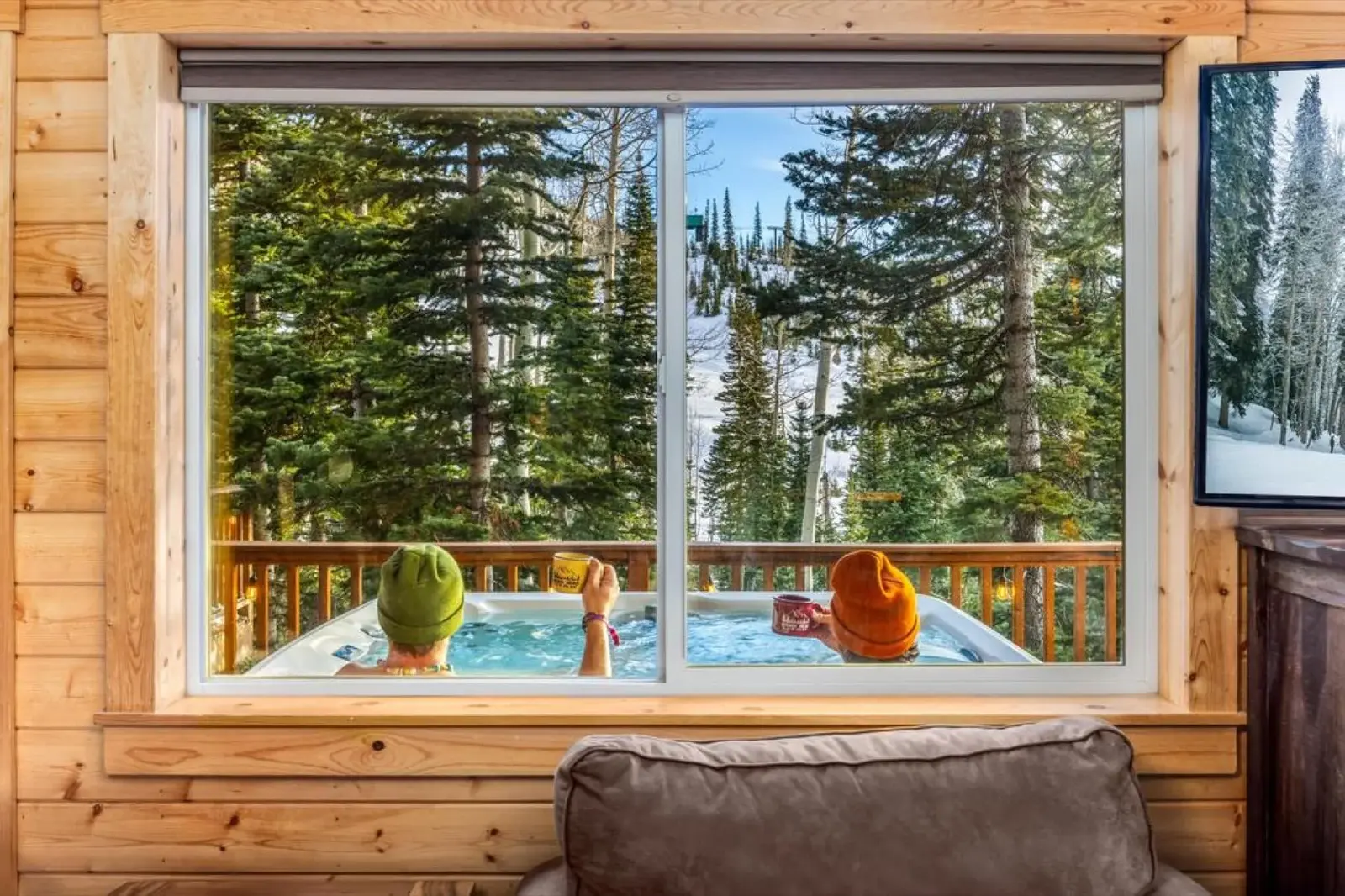 Brian Head — Window detail overlooking evergreen trees