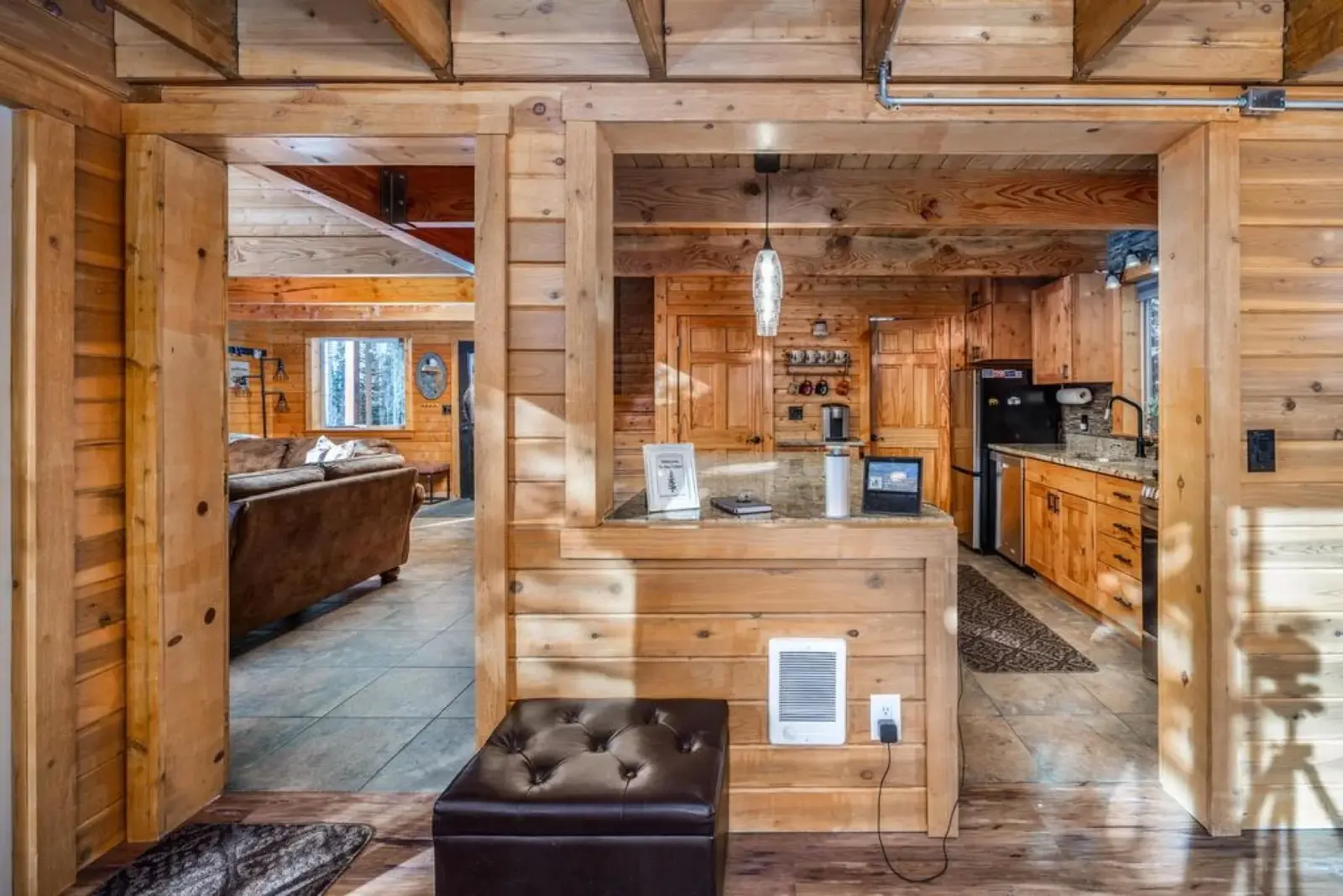 Brian Head — Open kitchen framed by timber beams