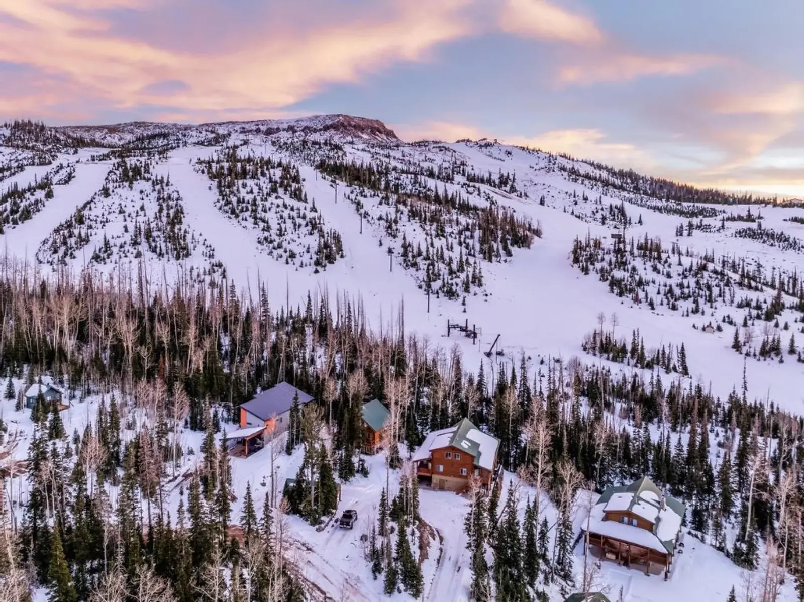 Brian Head — Snowy mountain landscape under a pastel sky